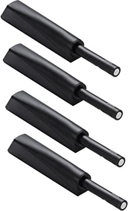 BAZEITFLOW Loquet à Poussoir Pour Armoire 4 Pièces Noir Rebondisseur De Porte D'armoire Quincaillerie Meuble Sans Poignée Adapté Portes Bois Chambre Salle De Bain