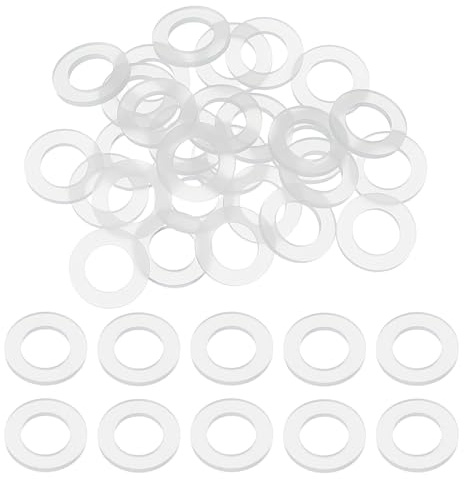 sourcing map 30 rondelle piatte M5 in silicone, diametro interno 5 mm, diametro esterno 10 mm, spessore 1 mm, guarnizione in foglio di plastica, guarnizione distanziatore per tubo dell'acqua, colore