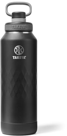 Takeya Sport 40 oz Triple-Insulated Stainless Steel Water Bottle – Leakproof, Sweatproof, BPA-Free, Keeps Drinks Cold 36 Hrs, Hot 14 Hrs – Obsidian