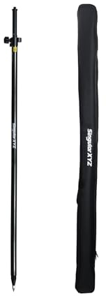 SingularXYZ Carbon Fiber & Aluminum GPS Pole – Telescopic 8.5ft/2.6m GPS Survey Pole with Screw Lock & Locking Pin, Metric-Feet Dual Scales, Bubble Level, Steel Point for RTK GNSS Surveying