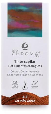 Tinte Vegetal Ecológico | Coloración Permanente para el pelo | Tinte 4.5 - Castaño Caoba | Sin Amoníaco, sólo plantas naturales.