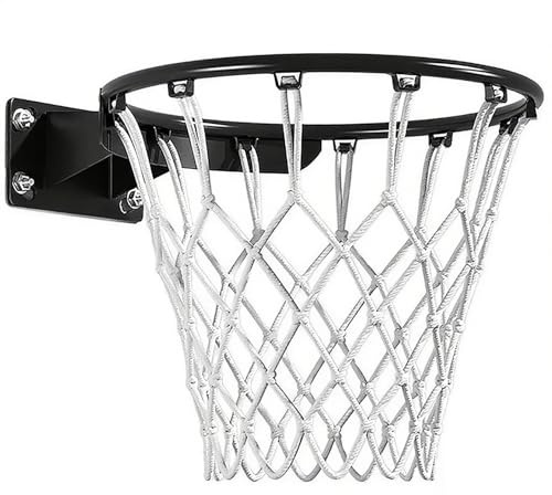 Canasta de Baloncesto Interior y Exterior – Aro de Acero con Muelle, Montaje Universal en Pared, para Todas Las Edades(Black,17.7in/45cm)
