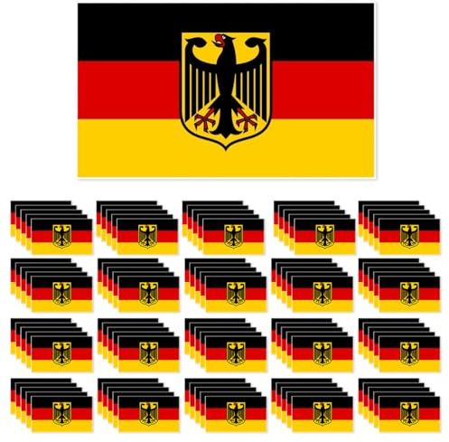 ZORVYN Lot de 100 autocollants Drapeau Allemand, Aigle Fédéral, Patriotes, Fierté Nationale (8,5 cm)