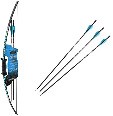 Barnett Lil' Buck Recurve Youth Bow Bundle with 3 Extra Slipstream Arrows – 12lb Draw Weight, Ambidextrous Riser, Beginner Archery Set