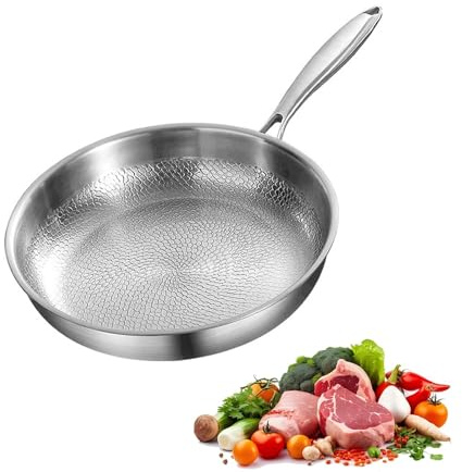 JIABAOZ Titanium Hammered Pan Pro, Sartén de Titanio Plateful,Sartén de Acabado con Martillo, Calefacción Rápida y Listos para Estufas y Placas de Inducción (26CM,NO Lid)