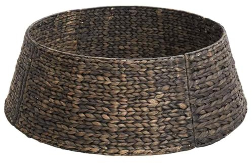 vidaXL Collier de Sapin de Noël Noir 75 x 75 x 25 cm Jacinthe d'eau, Décoration de Noël Ronde Moderne, Base d'arbre Festive, Accessoire Tendance pour Votre Salon