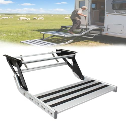 DHMYYXGS Escalier Télescopique électrique Camping-Car,Marchepied Pliable en Alliage Aluminium,Marchepied en Tôle Acier épaissie,Antidérapant,pour Caravane Et Caravane Singlelayer-Manual