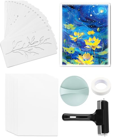 ZaKaBox 5 x 7 Gelli Plate Printing Kit – with Brayer, Paper & Stencils | Gel Plates for Printing, Gelatin Plate, Brayer & Printmaking Paper, Stencils Included, for Card Making & Mixed Media Art