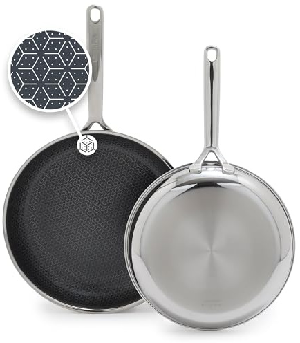 GreenPan Spectra 10 & 12 Frying Pan Skillet, Hybrid Tri-Ply Stainless Steel, PFAS-Free Ceramic Nonstick Textured Cooking Surface, Induction Cookware, Diswasher Safe, Oven & Broiler Temp to 850˚F