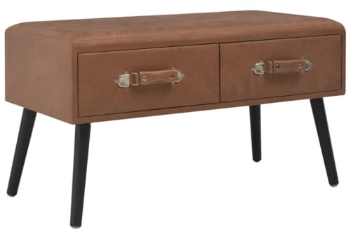 Tomostar Banc de Rangement, Coffre de Rangement Bout de Lit Banc à Chaussures avec tiroirs 80 x 40 x 46 cm Marron foncé Similicuir