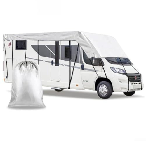 babominimer Strapazierfähige 210D-Oxford-Gewebe-Abdeckung für Winter-Campinganhänger und Wohnwagen, wasserdicht und schneefest, Outdoor-Fahrzeugschutzplane mit Sonne (7,5 m x 3 m)