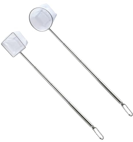 8/10 cm Mini Épuisette pour Aquarium, 2PCS | Filet de Pêche à Mailles Fines avec Manche Télescopique en Acier Inoxydable (20-48.5 cm), pour Attraper Petits Poissons