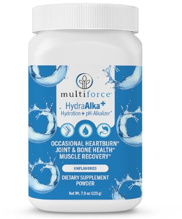 Multiforce HydraAlka+ Premium Alkalizing Supplement | Beats Acid & Non-Chronic Heartburn | Hydrates with Electrolytes | Supports pH Balance, Muscle Recovery & Bone Health | 30 Servings, 3 Flavors
