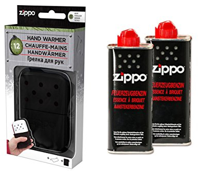 Zippo Handwärmer Premium Set Taschenwärmer schwarz groß 12 Stunden Laufzeit + 2 x Benzin
