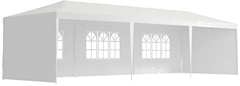 Outsunny 9 x 3 m Party Tent Gazebo Marquee Outdoor Patio Canopy Shelter with Windows and Side Panels Black