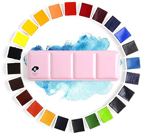 Paul Rubens Watercolour Paint Set, 24 Colours Professional Artist Grade Watercolor Paint., Lightweight and Portable Solid Paint,High Lightfastness and Transparency