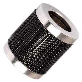Gold77.de Beads Perlen Bart Perle Edelstahl Black Drahtgeflecht 7mm CNC Firestone Beads Nr. 30 Designperle