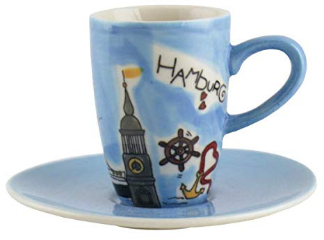 440s Mila Keramik Espresso-Tasse mit Untere Motiv Hamburg | MI-88007 | 4045303880078