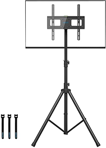 BONTEC Support TV Trépied pour Écrans Plasma/LCD/LED Plats et Incurvés de 32-60 Pouces jusqu'à 45 kg, Support Télévision de Sol Inclinable Pivotant Réglable en Hauteur, Max VESA 400x400mm