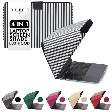 4 in 1 Laptop Screen Shade Lux Hood : Sonnenschutz | Datenschutz | Hitzeschutz | Kontrastverstärkung. 12”/13”/14” Universal. Selbststehend, mit Gesäßtasche. Patent D790551 - Gestreift