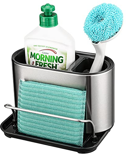 BINGOBANG Spülbecken Organizer - Edelstahl Küchen Organizer - Praktische Spülutensilien Aufbewahrung - Quality Kitchen Organizer - Waschbecken Organizer für Spülbürsten, Lappen & Schwämme