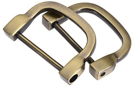 sourcing map 2 Stück D-Ringe Schrauben in Schäkel 30x20mm Hellbronze | Hochwertige Zinklegierung, galvanisiert, rostfrei und langlebig. Einfache Montage mit Schraubendreher.