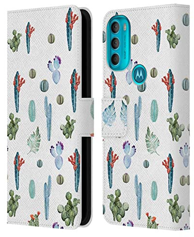 Head Case Designs Officially Licensed Mark Ashkenazi Cactus Patterns Banana Life Leather Book Wallet Case Cover Compatible With Motorola Moto G71 5G