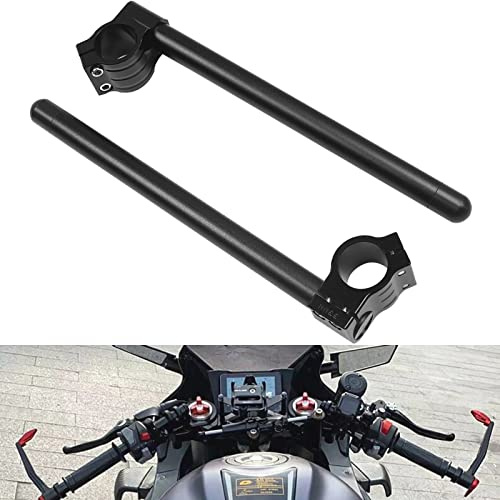 Carkio 50mm Clip On Motorcycle Handlebars, Unniversal Cnc Aluminum Fit Clip On Bar Cafe Racer Handlebars Motorbike Clip-Ons Handle Bars, Motorbike Separate Regular Handle Bars