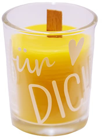 Bienenwachskerze im Glas mit Holzdocht Für Dich