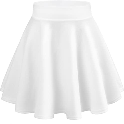 DRESHOW Mini Gonna a Pieghe Casual Svasata Elastica di Base per Donna e Ragazze