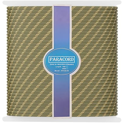JIJI&ZEZE 850 lb Paracord, 200 ft Nylon Utility Cord with 12-Strand Core, 0.18 in Diameter, Spool-Wound with Cutting Groove, Desert Camouflage