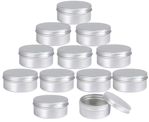 12PCS 100ml/3,6 oz Lattine di alluminio rotonde coperchio a vite barattoli di metallo barattoli vuoti di alluminio argento di latta barattoli di stoccaggio di campioni cosmetici contenitori