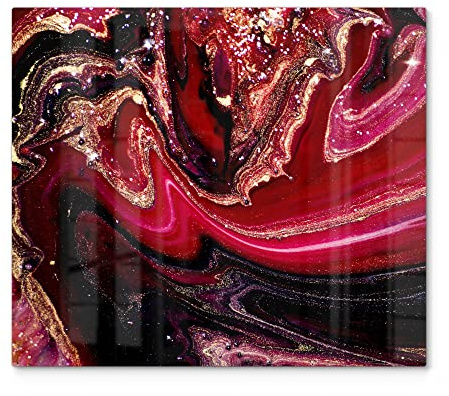 DEQORI Herdabdeckplatte Glas | einteilig 60x52 cm | Motiv Marmor-Lavafluss | Ceranfeld Abdeckplatte für Küche | Herd-Abdeckung universal | Glasplatte & Schneidebrett für Kochplatten