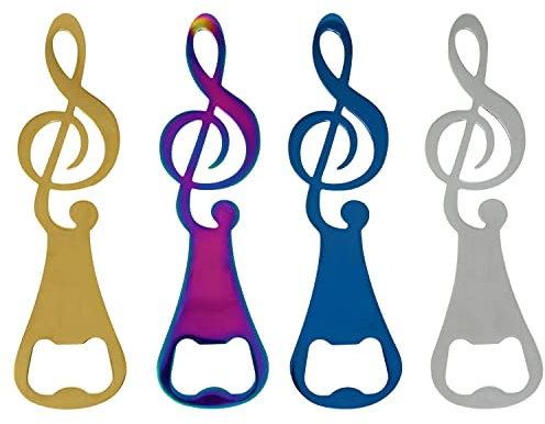 yueton 4PCS Nota Musicale Apribottiglie Portachiavi In Acciaio Inox Novità Creativo Birra Vino Apribottiglie Bomboniere Zaino Pendente