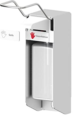 UNIversalspender | gelzenritter UNI-PRO 05 L | Eurospender | 500 ml | langer Bedienhebel | 25,3 x 8,2 x 22,2 cm | Wandmontage | Aluminium | inkl. Leerflasche | 100% Made in Germany!