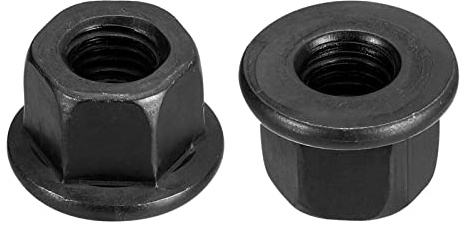 uxcell M10 Flange Hex Nuts, 2pcs Grade 10.9 Carbon Steel Black Oxide Finished Hex Flange Nuts for Machinery