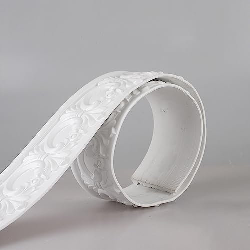 Dostear BordüRe Selbstklebend Kinderzimmer Tapeten Wohnzimmer Wanddeko Badezimmer 3d Fliesenaufkleber Wandleisten 5-weiß 8 x 300 cm