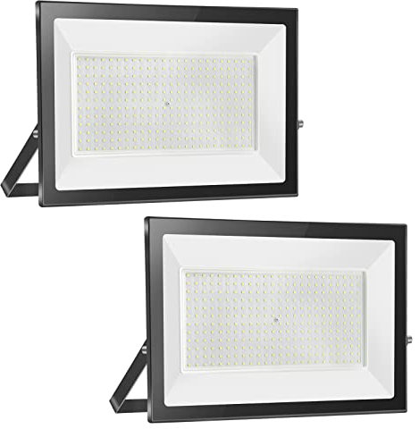300W Faretto LED da Esterno 2 Pezzi - Proiettore 30000LM IP65 Impermeabile, 3000K Bianco Caldo per Giardino, Cortile, Garage | Faro LED Esterno con Alta Luminosità e Durata