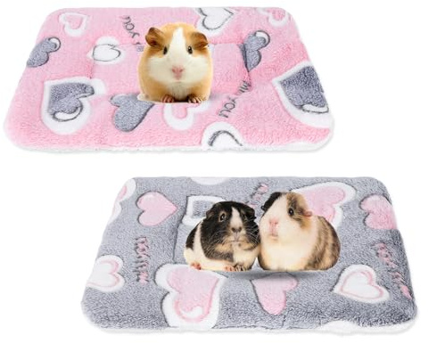 Gukasxi 2 Pcs Small Animal Plush Bed Mat 35x27cm Washable Guinea Pig Bed Mat Fluffy Guinea Pig Bedding Mat Sleeping Pad for Bunny Hamster Guinea Pig