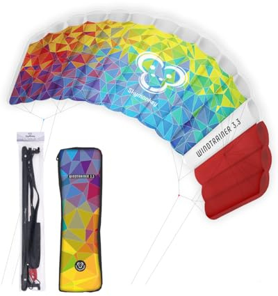 Skymonkey Windtrainer, Trainer-Kite / 4-Leiner Lenkmatte inkl. Trainerbar, Ready 2 Fly, mit 230 cm oder 330 cm Spannweite