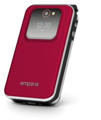 Emporia - JOY LTE - Big Button 4G FLIP Mobile Phone, ideal for the elderly - Unlocked, Large 2.8 screen, external screen, 2MP cameraRed