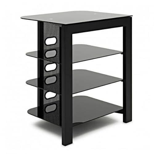 AVCOM HiFi Rack Stand With Tempered Glass 4 Tier, Matt Black
