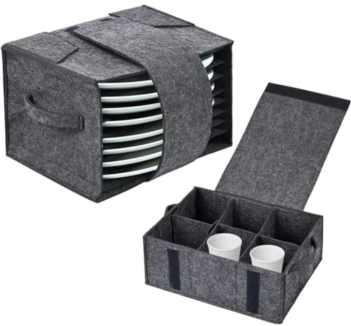 Plate Holders Felt with Cup Holder Motorhome Camping Glass Carrier for Drinking Glasses Wine Glass Holder Tableware