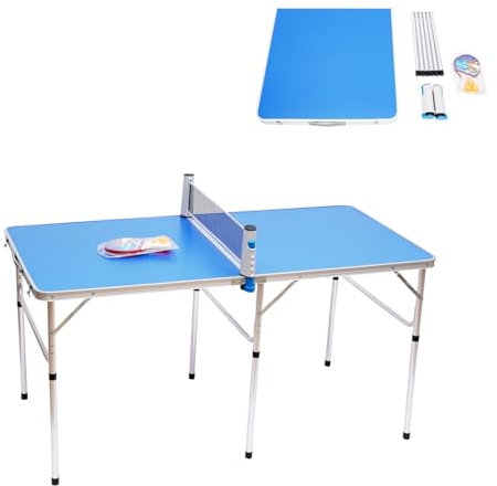 Tischtennis Platte Klappbar Tischtennis Set, Tischtennisplatte Indoor Outdoor Tischtennisschläger Set mit Tischtennis Set, Netz, 2 Schläger, 3 Bälle, Tischtennisplatte Outdoor 152x76x76cm