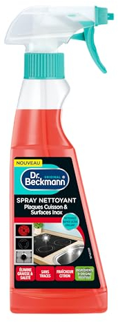 Dr. Beckmann - Spray Nettoyant Inox & Plaques Cuisson - Nettoyant Inox Cuisine Qui Élimine Graisse & Saleté - Produit Ménager Pour Un Nettoyage Rapide et Un Résultat Ultra-Brillant - 250ml