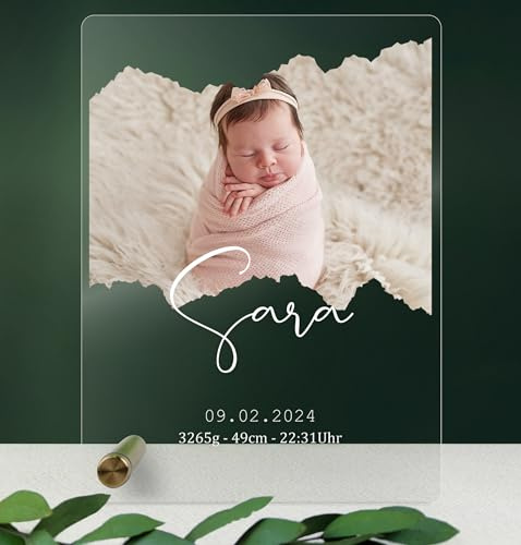 Babyfoto Geschenk personalisiert - Acryl Baby Geschenk - Babyfoto Definition, Neugeborenes