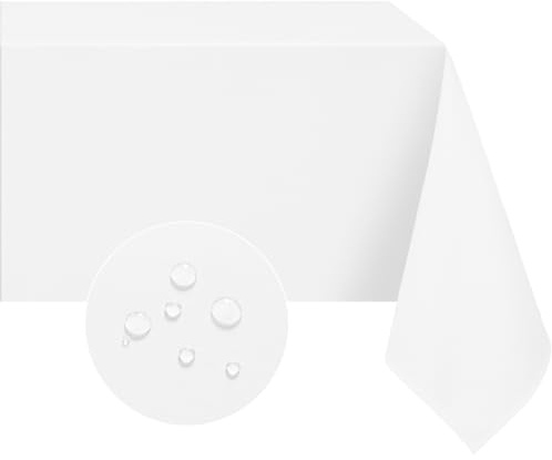 Softalker Mantel Rectangular 140x180 cm Blanco Antimanchas Impermeable Elegante Protector para Exterior, Interior, Salón, Cocina (4-6 Plazas, 1 Pieza，210 gsm)