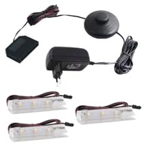 ledomec LED Glasbodenbeleuchtungs Set Mit 1-6 Clips (warmweiß 3000K, 3er komplettset mit Fußdruckschalter)