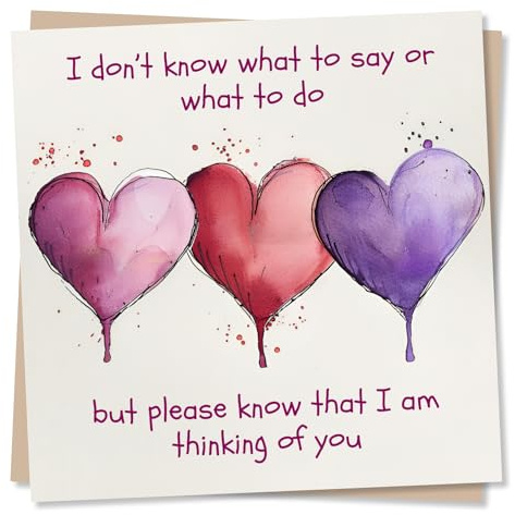 Heartfelt Heart Thinking of You Card - I Don't Know What To Say or What To Do. But I Am Thinking of You - Sympathy or Condolence Card