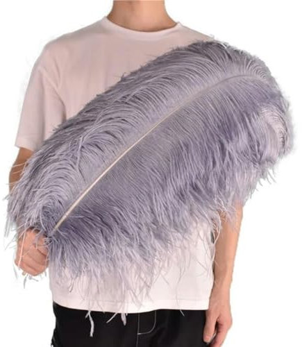 10 Unids/lote Decoración de Plumas de Avestruz de Poste Grande 50-75 cm Plumas de Avestruz Blancas DIY Costura Centro de Mesa de Boda para Decoración de Mesa-Gris-Grande50-55 cm 20-22 pulgadas